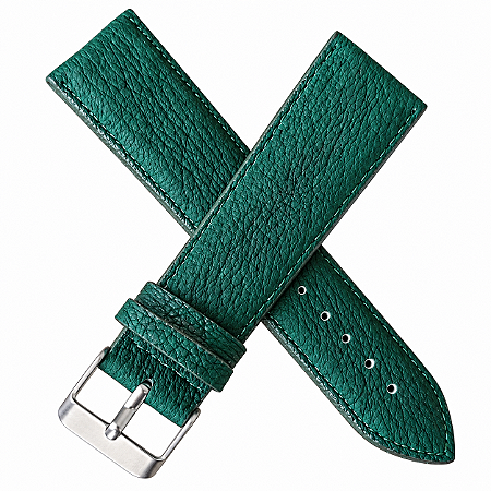 Pulseira Chainon P/ Relógio Couro De Porco 24mm Verde Escuro