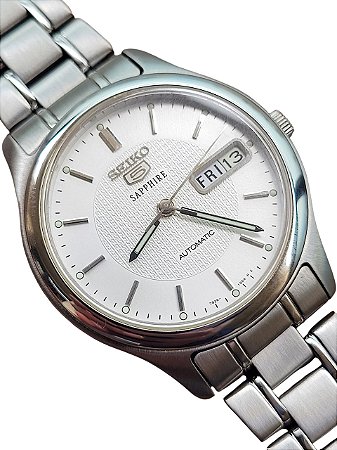 Relógio Automático Seiko 5 Safira 7s26 Vintage Anos 90 Data