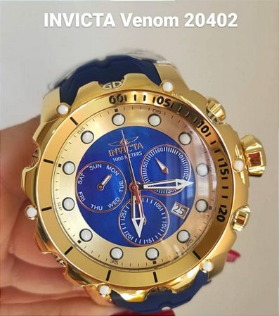 Relógio Invicta Venom 20402 Original Banhado a Ouro 18kt Azul Suíço Cronógrafo