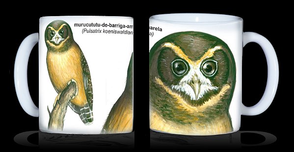 Caneca Ornitologia e Arte - Murucututu-de-barriga-amarela (Pulsatrix koeniswaldiana)