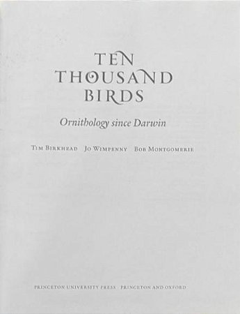 Livro Ten Thousand Birds: Ornithology since Darwin - USADO