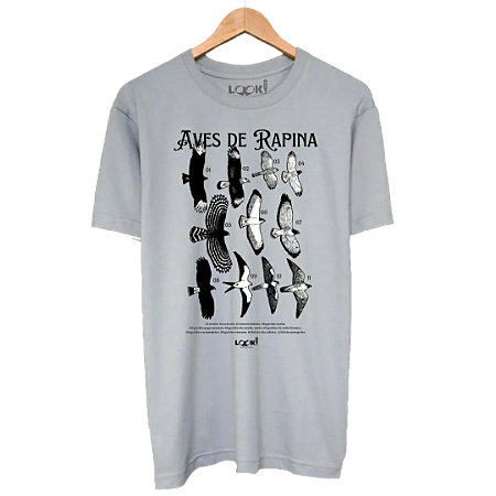 Camiseta LOOK! Aves de Rapina - Cinza