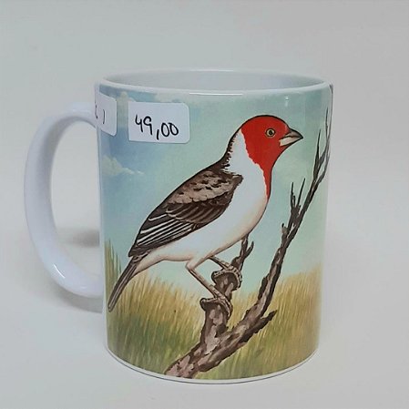 Caneca Ornitologia e Arte - Cardeal-do-nordeste (Paroaria dominicana)