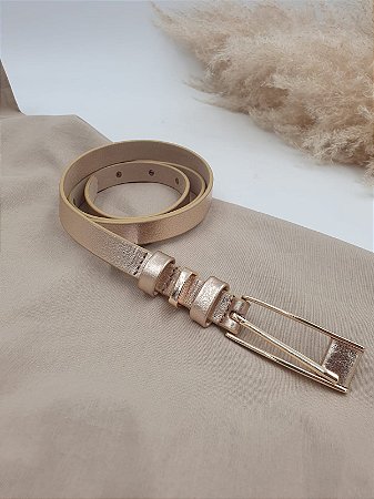 Cinto Fit Couro Dourado M SL1887DOM