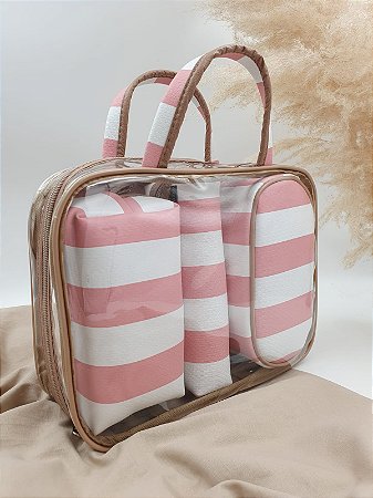 Kit Necessaire Rosa Listra Larga F34ROL