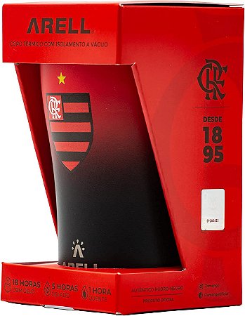 Copo Térmico Arell Tulip Flamengo Rubro Negro Com Tampa 500ml