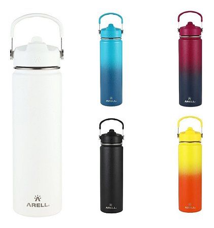 Garrafa Térmica Arell Straw FlaskBlack Esporte Fitness 532ml