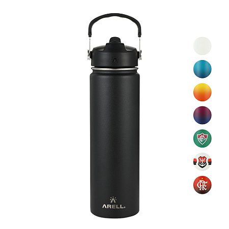 Garrafa Térmica Arell Straw Flask Com Alça em Aço Inox 650ml