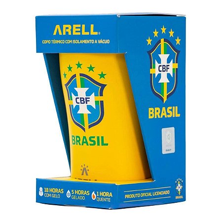 Copo Térmico Arell Brasil Cbf Inox P/ Bebidas Cerveja 500ml