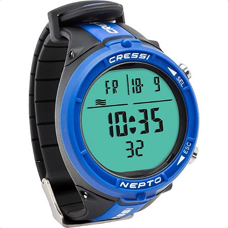 Relógio Computador de Mergulho Cressi Nepto Pesca sub Freedive Azul