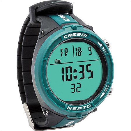 Relógio Computador de Mergulho Cressi Nepto Pesca sub Freedive Verde