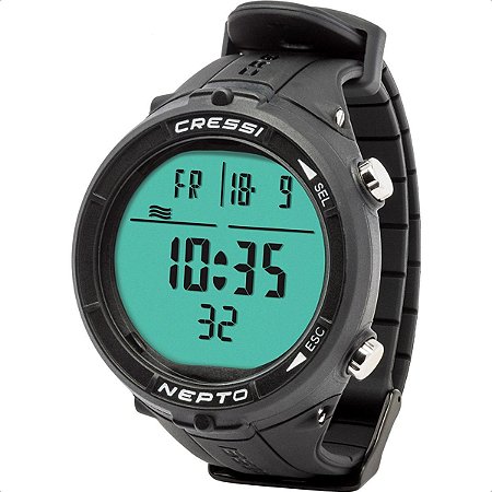 Relógio Computador de Mergulho Cressi Nepto Pesca sub Freedive Preto