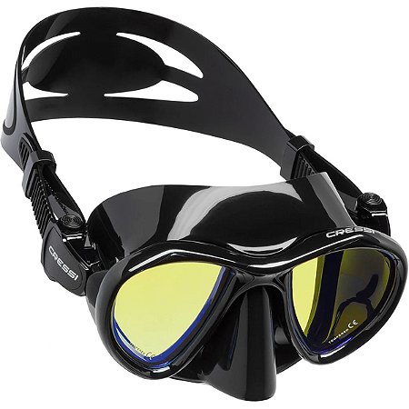 Máscara de Mergulho Cressi Metis HD Preto e Amarelo Pesca