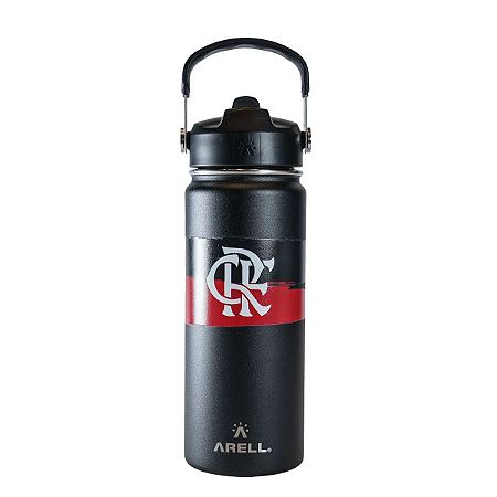 Garrafa Térmica Arell 532ml Flamengo Rubro Negro StrawFlask