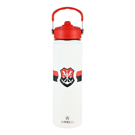 Garrafa Térmica Arell Flamengo Branco Com Isolamento 650ml