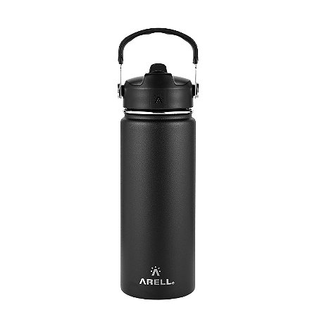 Garrafa Térmica Arell Straw FlaskBlack Esporte Fitness 532ml
