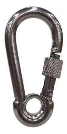 Mosquetão Em Aço Inox 5 Mm Trava Rosca Carga Max 50Kg
