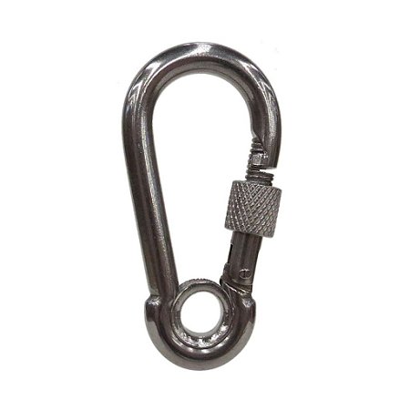 Mosquetão Em Aço Inox 10 Mm Trava Rosca Carga Trabalho 150Kg
