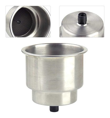 Porta Copos De Embutir Em Aço Inox Grande Com Dreno Lancha