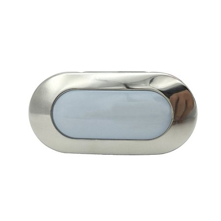 Luminária Sport Oval Em Aço Inox 4 Leds Lancha Motorhome 12V