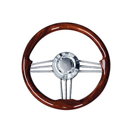 Volante T14l Náutico Mogno Luxuoso Com 9 Raios Refoçado 35Cm