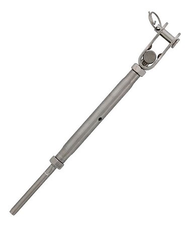 Esticador Tubular Forquilha Em Aço Inox Para Cabo De Aço 4Mm