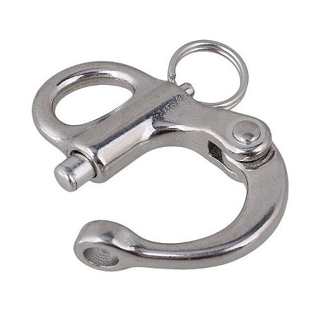 Mosquetão Manilha Orça Em Aço Inox Fixa 66 Mm Com Trava