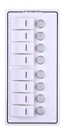 Painel Elétrico De Instrumento 8 Botões Led Vermelho Lancha