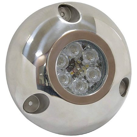 Luz Subaquática Em Aço Inox Com Led Azul Para Lancha Barco