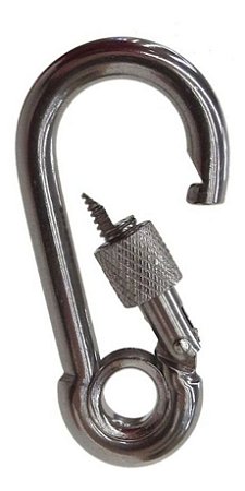Mosquetão Com Olhal Pera Inox 4Mm Trava Rosca Max 20 Kg