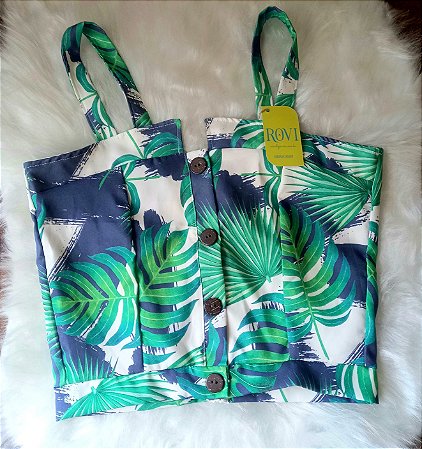 Cropped Folhagens Botões