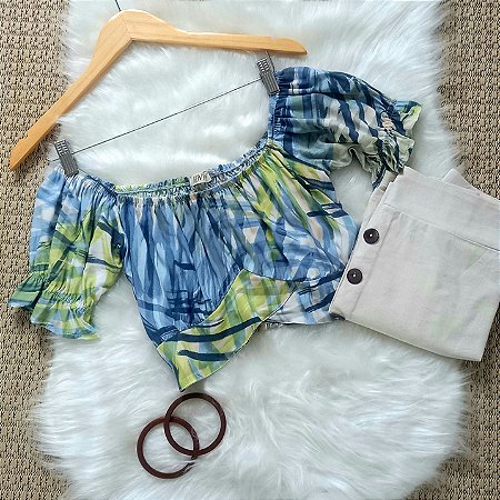 Cropped Ombro a Ombro Lastex