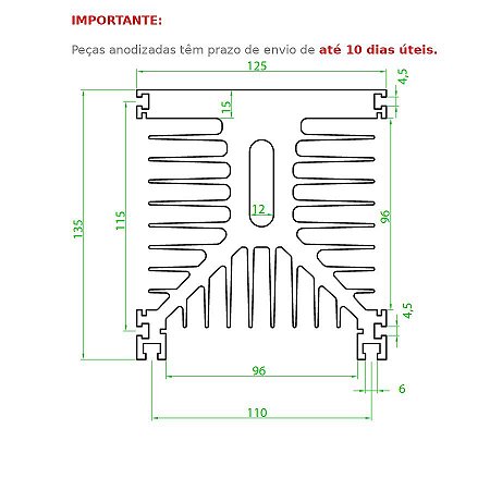 Dissipador de Calor modelo HS 125135L