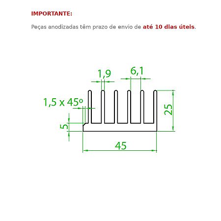 Dissipador de Calor modelo HS 4525