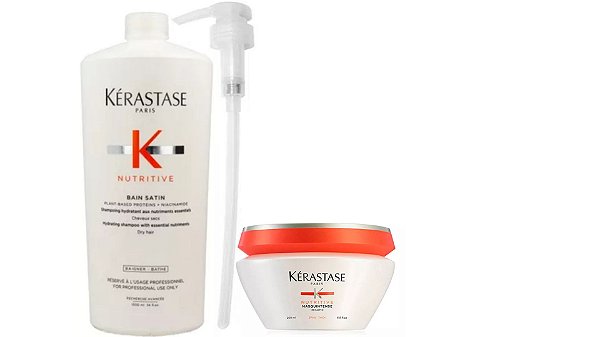 Kérastase Nutritive Shampoo Satin 1Litro e Másc Grossos 200g