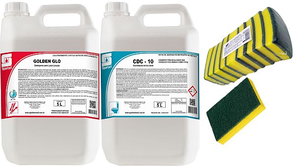 Spartan Golden Glo Detergente e CDC10 Desinfetant 5L+Esponja