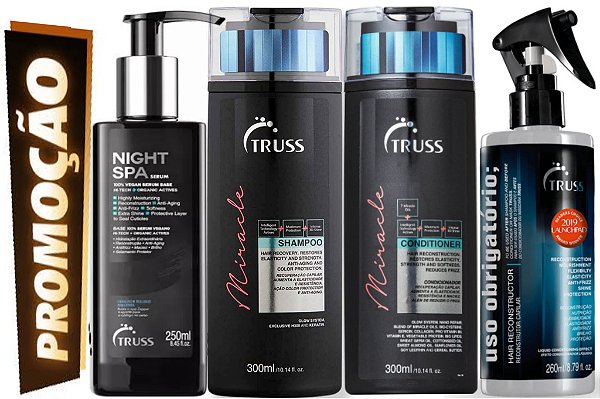 Truss Miracle Shampoo e Cond 300ml+Uso Obrigatório+Night Spa