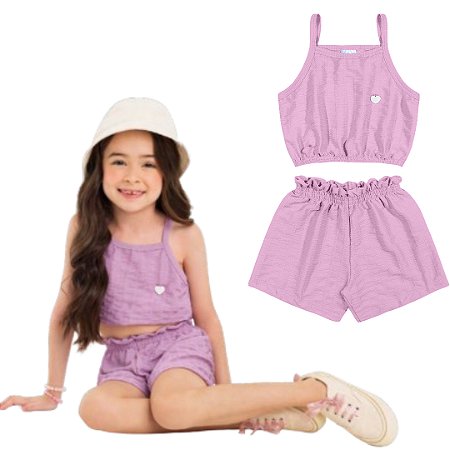 Fantoni Conjunto Infantil Menina  Cropped + Shorts Fru-Fru (50730)