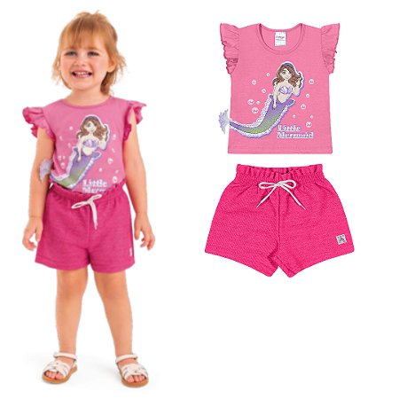 Fantoni Conjunto Menina Blusa Com Manga + Shorts Fru-Fru (40119 - 40247)