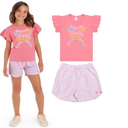 Fantoni Blusa Borboleta+Short Listra (10529 -10590)