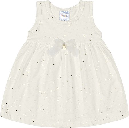 Fantoni Vestido Meia Malha Fio Penteado Brilho Off White ( 30530)