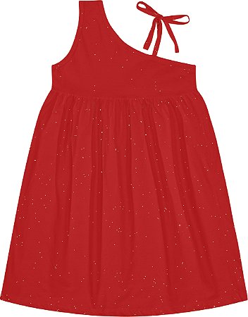 Fantoni Vestido Juvenil Rotativo Com Brilho Vermelho (10635)