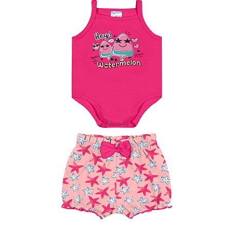 Fantoni Body De Alcinha e Short Fru-Fru Pink (30557)