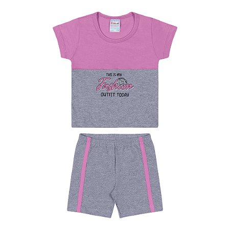 Fantoni Conj Blusa C/ Recorte E Shorts Lilás Médio (40846)