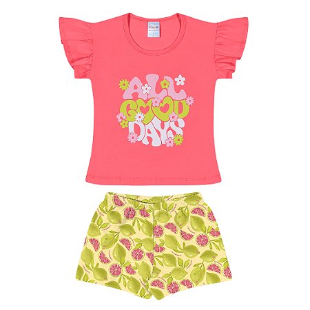 Fantoni Blusa Manga Borboleta+Shorts W-Rosa Melancia (50861)