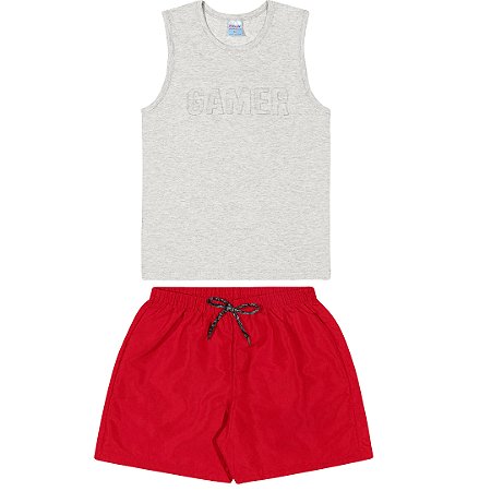 Fantoni Machão Mescla Claro/Short Acqu Vermelho(10015-10076)