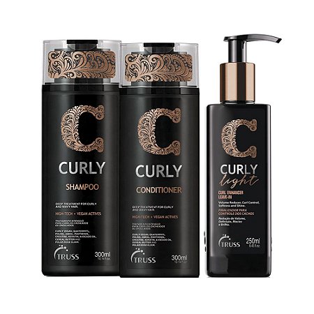 Truss Curly Shampoo 300ml + Condicionador 300ml + Light 250ml