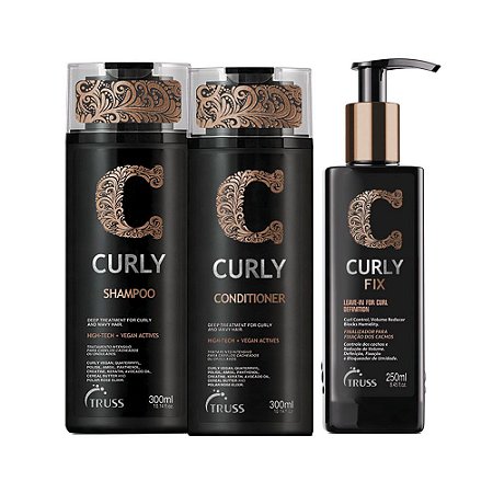 Truss Curly Shampoo 300ml + Condicionador 300ml + Fix 250ml