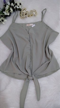 Blusa com Fecho de Pérolas Verde - Tamanho GG - kek bela modas roupas  femininas