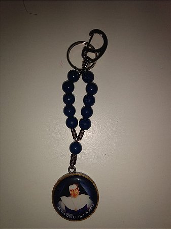 Chaveiro dezena 10mm azul com mosquetão Santa Dulce